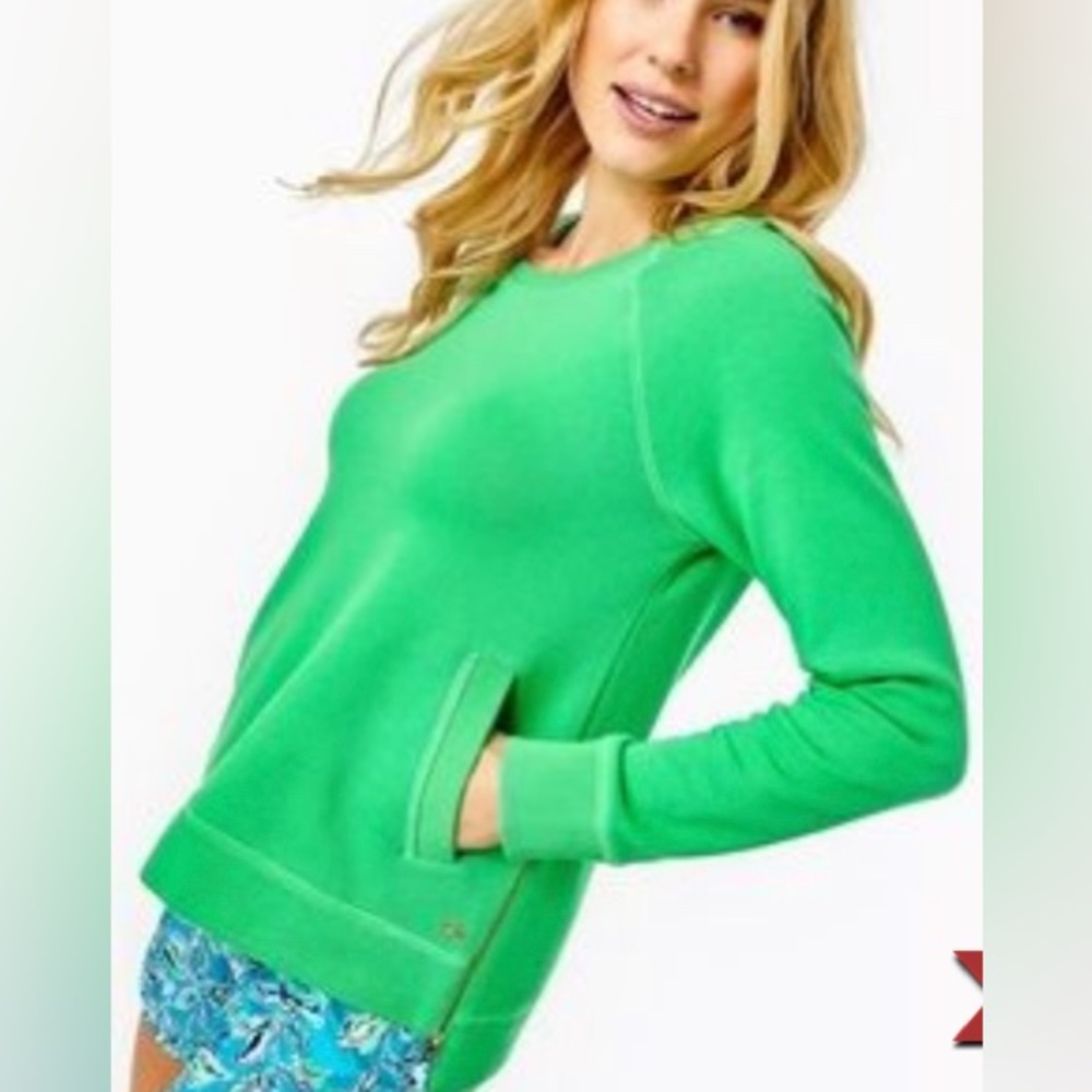 LILLY PULITZER LUXLETIC BEACH COMBER PULLOVER CABANA GREEN - Picture 1 of 5